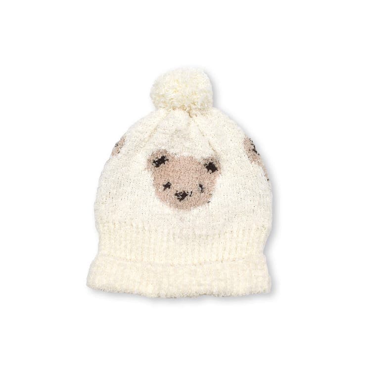 ボンボン付きクマイチゴ柄ブークレニット帽ベビー(44~48cm) | SLAP SLIP | 詳細画像4 