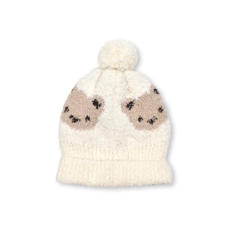 ボンボン付きクマイチゴ柄ブークレニット帽ベビー(44~48cm) | SLAP SLIP | 詳細画像5 