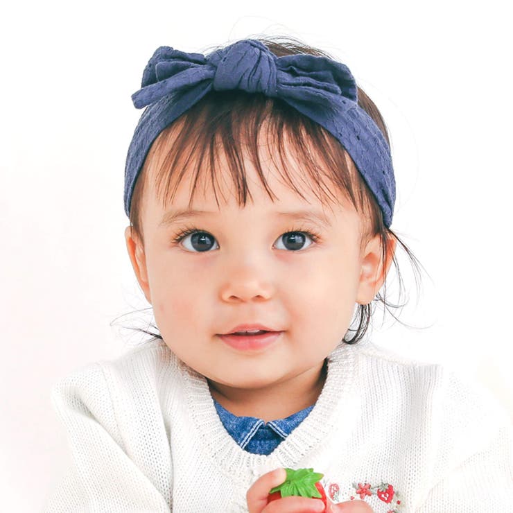 ネイビー | レース花柄リボンカチュームベビー(44~54cm) | SLAP SLIP