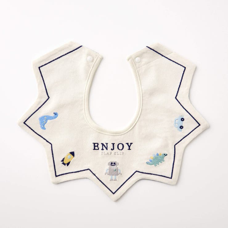 無地刺しゅうチェック柄トゲトゲリバーシブルスタイベビー[品番