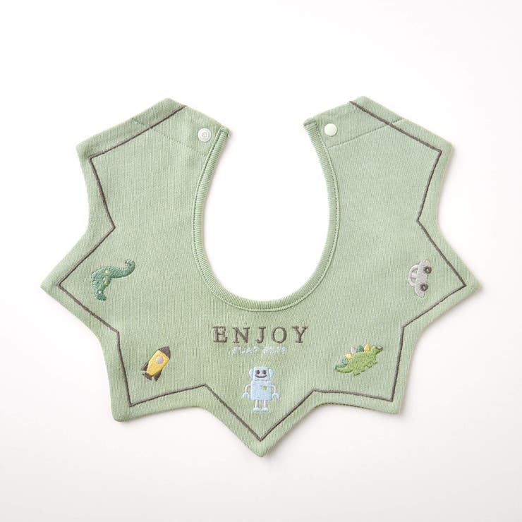 無地刺しゅうチェック柄トゲトゲリバーシブルスタイベビー[品番