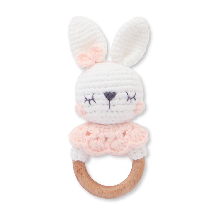 オフホワイト(ウサギ) | クマウサギひよこクルマモチーフかぎ編み歯がためベビー | SLAP SLIP
