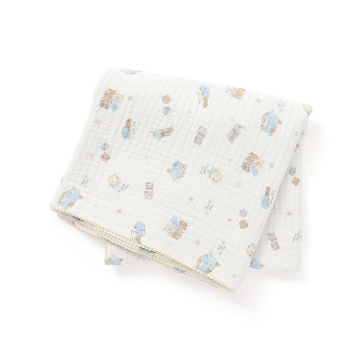 おもちゃ柄(オフホワイト系) | 【お揃い】恐竜イチゴおもちゃマルチ総柄ガーゼおくるみ | SLAP SLIP