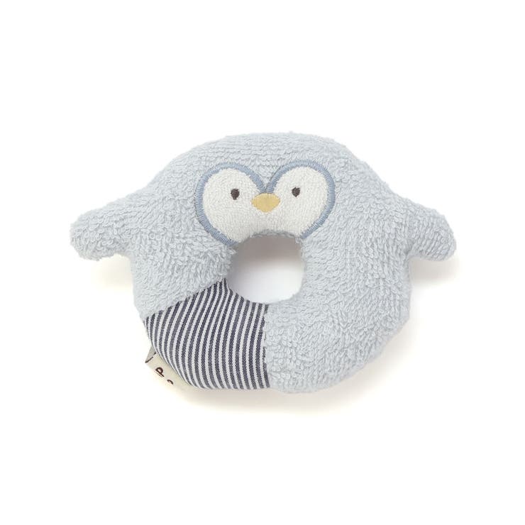 ブルー(ペンギン) | 【お揃い】アニマルクマウサギペンギンライオンネコモチーフドーナツ型ラトルベビー | SLAP SLIP