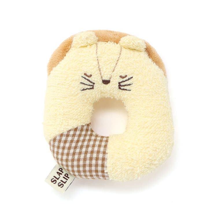 イエロー(ライオン) | 【お揃い】アニマルクマウサギペンギンライオンネコモチーフドーナツ型ラトルベビー | SLAP SLIP