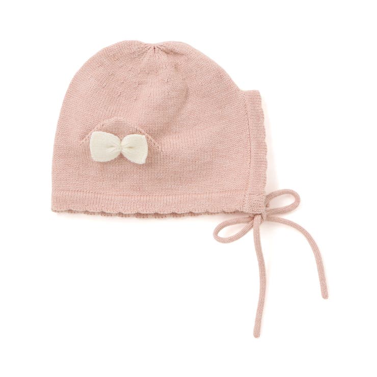 ピンク | リボン付きぴょっこりネコ耳ニット帽ベビー(44~48cm) | SLAP SLIP