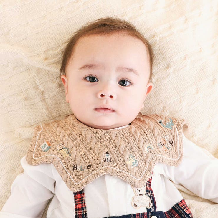 送料無料 ブルーの星空×スペース柄 襟付きスタイ No.115 まんまる宇宙