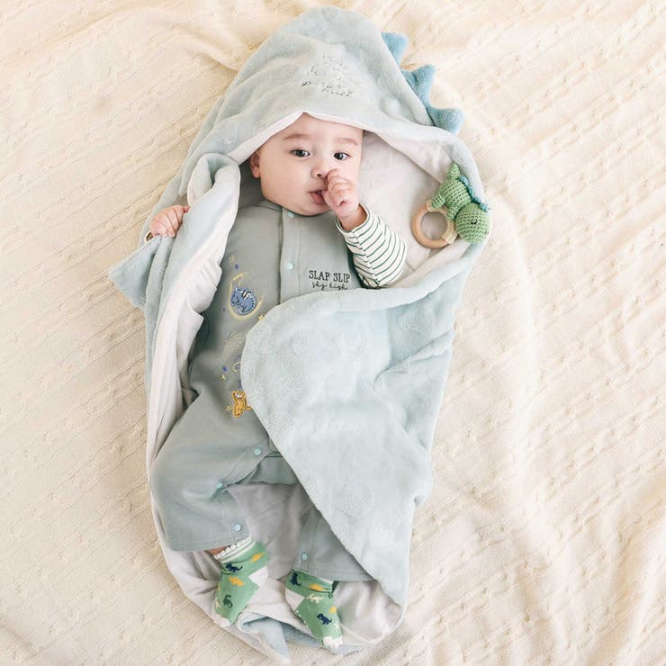 【お揃い】アニマルクマウサギネコ恐竜ポコポコボアフード付きおくるみベビー | SLAP SLIP | 詳細画像3 