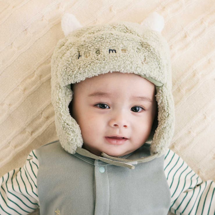 グリーン(ドラゴン) | アニマルクマドラゴン耳付きボアフライトキャップベビー(46~48cm) | SLAP SLIP