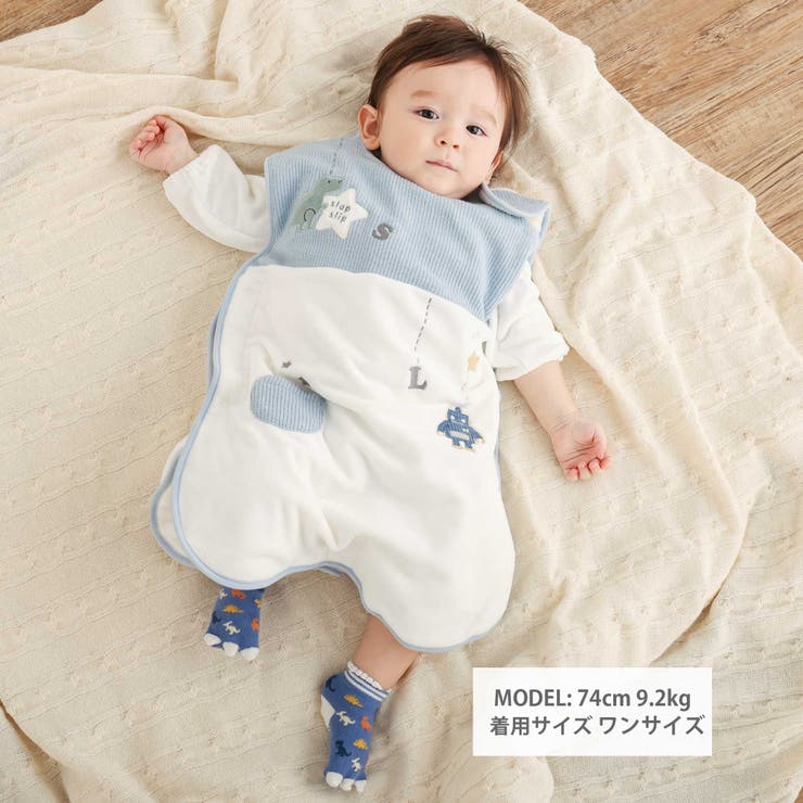 【お揃い】アニマルクマ恐竜おもちゃ裏ボア切り替えスリーパーベビー | SLAP SLIP | 詳細画像2 