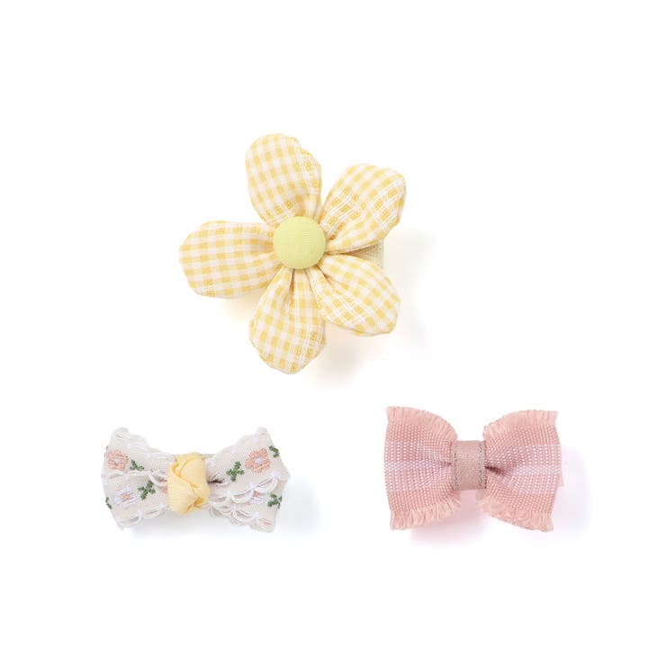 イエロー系 | いろいろお花リボンヘアピン3点アソートベビー | SLAP SLIP
