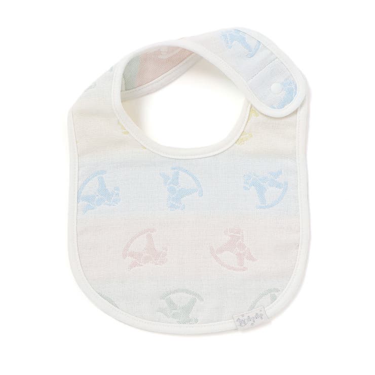 ブルー系(木馬) | 【お揃い】コットンクマ木馬総柄3重ガーゼスタイベビー | SLAP SLIP