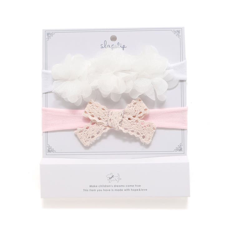 ふわふわフラワー+レースリボンヘアカチューム2点セットベビー | SLAP SLIP | 詳細画像1 