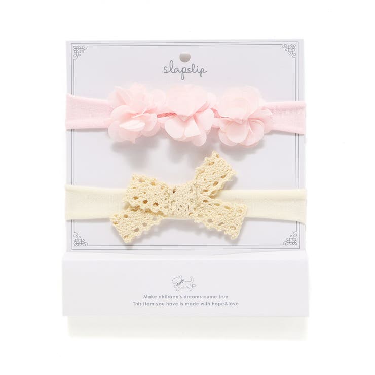 ピンク | ふわふわフラワー+レースリボンヘアカチューム2点セットベビー | SLAP SLIP
