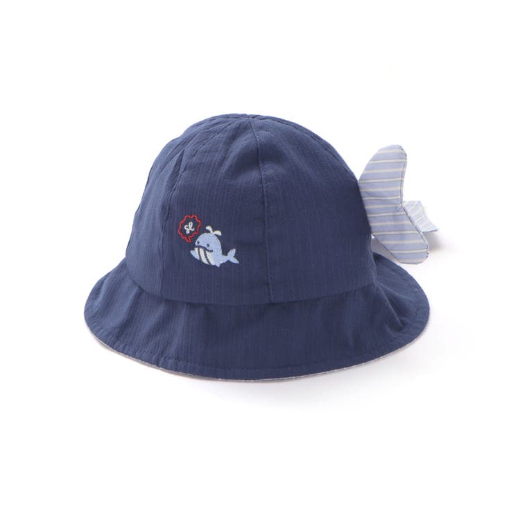 ネイビー | アニマルクマクジラ恐竜日よけ付きハットベビー(46~48cm) | SLAP SLIP
