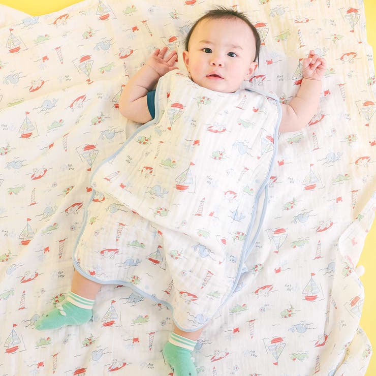 ブルー系 | 【お揃い】モチーフ総柄ガーゼスリーパーベビー | SLAP SLIP