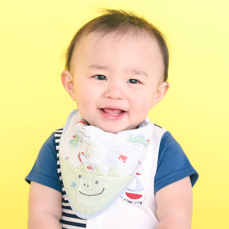 ブルー系 | 【お揃い】モチーフ総柄ガーゼハンカチスタイベビー | SLAP SLIP