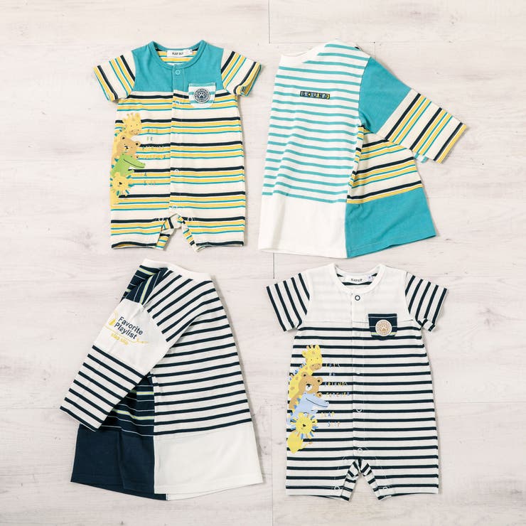 【お揃い】アニマルプリントマルチボーダー半袖ロンパースベビー(60~80cm) | SLAP SLIP | 詳細画像4 