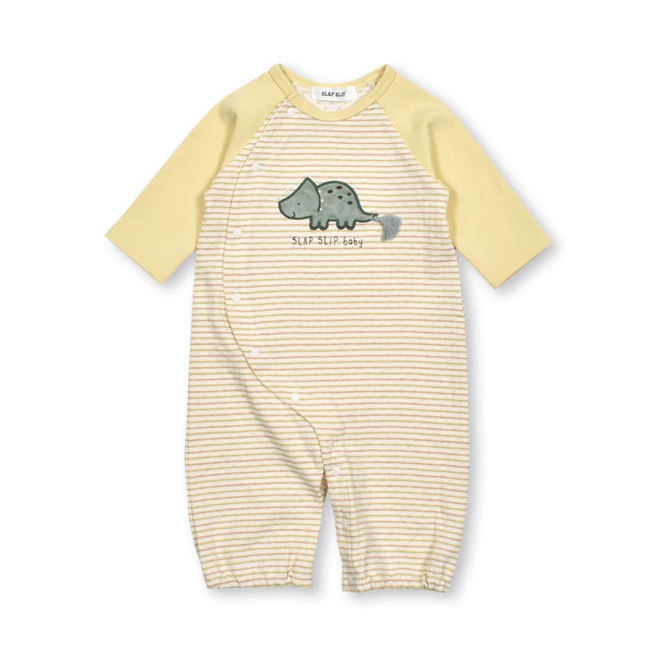 恐竜パッチ刺しゅうボーダー柄ラグラン2WAYロンパースベビー(50~70cm) | SLAP SLIP | 詳細画像10 