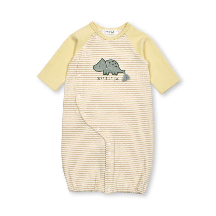 恐竜パッチ刺しゅうボーダー柄ラグラン2WAYロンパースベビー(50~70cm) | SLAP SLIP | 詳細画像8 
