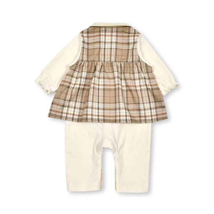 お揃い】チェック柄襟付きロンパースベビー(70~80cm)[品番
