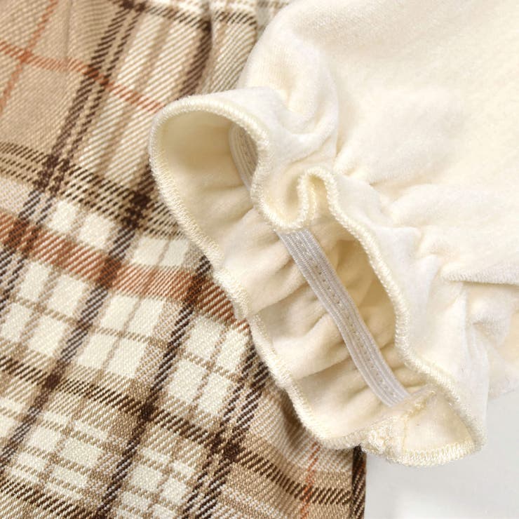 お揃い】チェック柄襟付きロンパースベビー(70~80cm)[品番