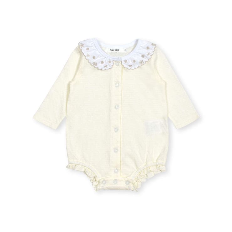 クリームイエロー | スカラップ縁刺しゅう襟付きボディミニベビー(70~80cm) | SLAP SLIP