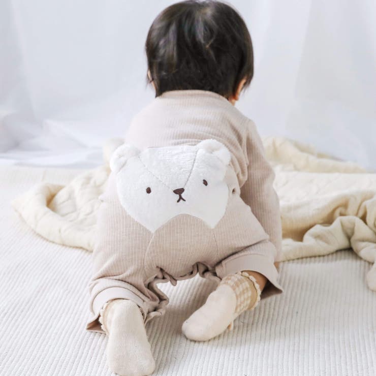 恐竜クマおしりモチーフ長袖ロンパースベビー(60~80cm)[品番