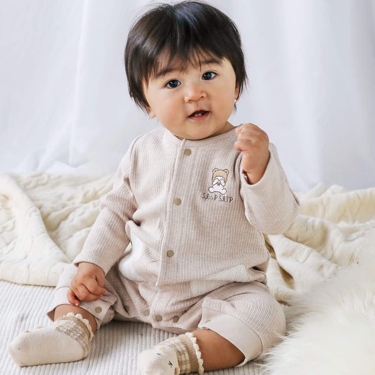 恐竜クマおしりモチーフ長袖ロンパースベビー(60~80cm)[品番