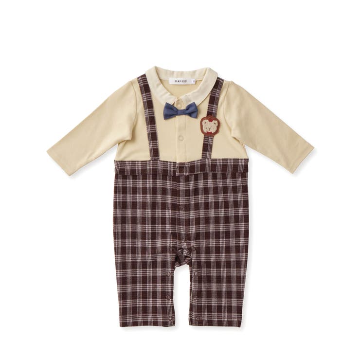 チェック柄サスペンダーパンツ風ロンパースベビー(70~80cm)[品番