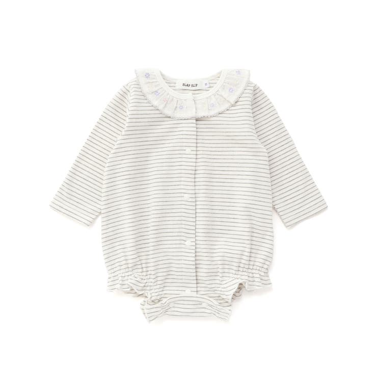 ボーダー(グレー系/お花) | 無地ボーダーレース襟付きボディミニベビー(70~80cm) | SLAP SLIP