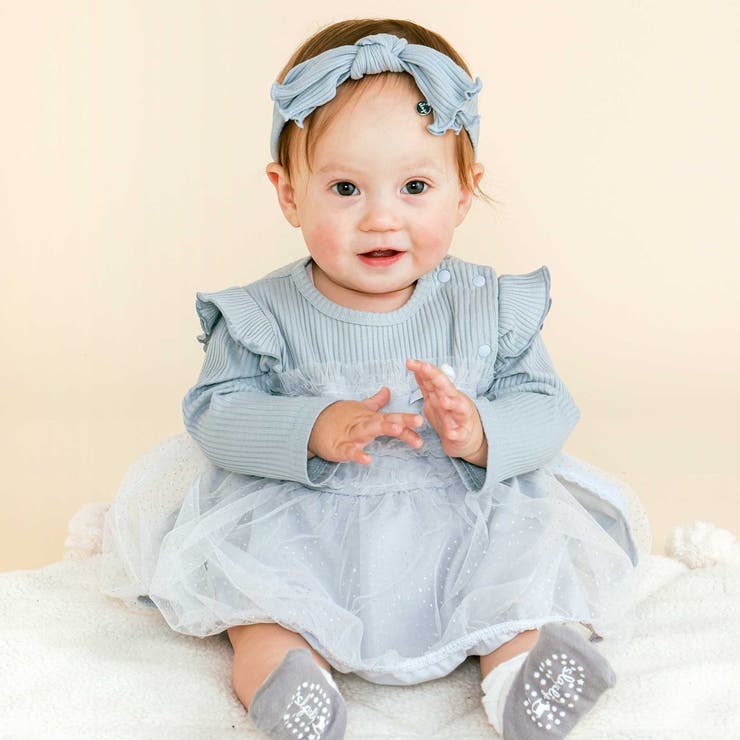 キラキラドットチュールスカートロンパースベビー(70~80cm)[品番