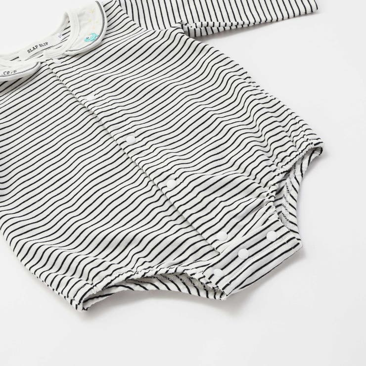 無地ボーダーアニマルクマ恐竜刺しゅうライン襟付きボディミニベビー(70~80cm… | SLAP SLIP | 詳細画像11 