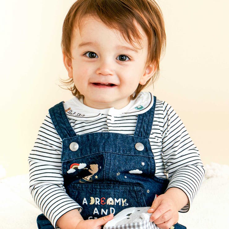 無地ボーダーアニマルクマ恐竜刺しゅうライン襟付きボディミニベビー(70~80cm… | SLAP SLIP | 詳細画像2 