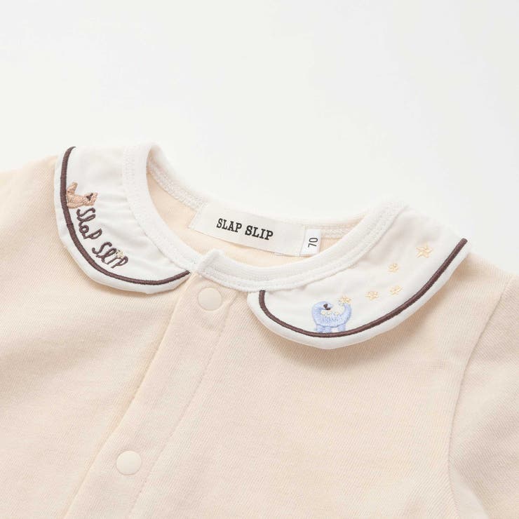 無地ボーダーアニマルクマ恐竜刺しゅうライン襟付きボディミニベビー(70~80cm… | SLAP SLIP | 詳細画像6 