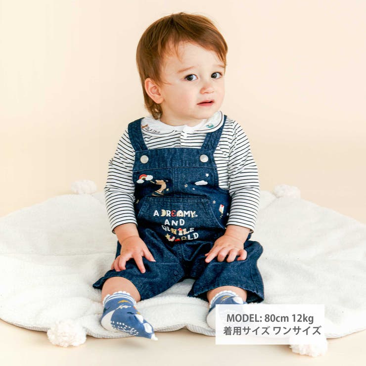 【お揃い】デニムチェックフロントプリントサロペットベビー(70~80cm) | SLAP SLIP | 詳細画像2 