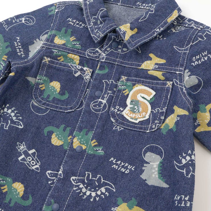 【お揃い】デニムツイル恐竜ロケット総柄ジャンプスーツベビー(70~80cm) | SLAP SLIP | 詳細画像7 