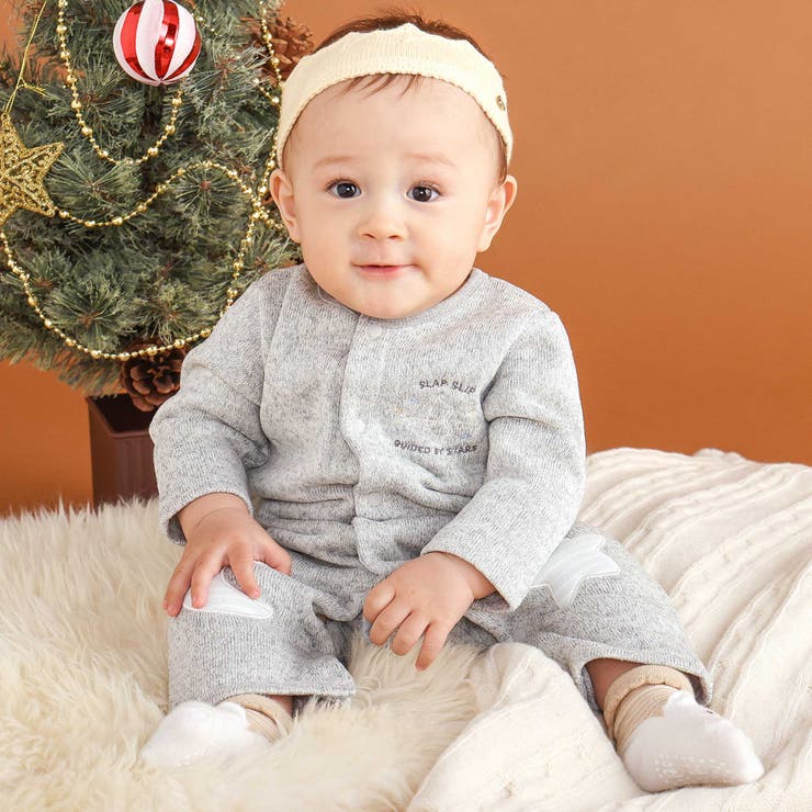 杢オフホワイト | くるりん天使の翼刺しゅうつきカバーオールベビー(60~80cm) | SLAP SLIP