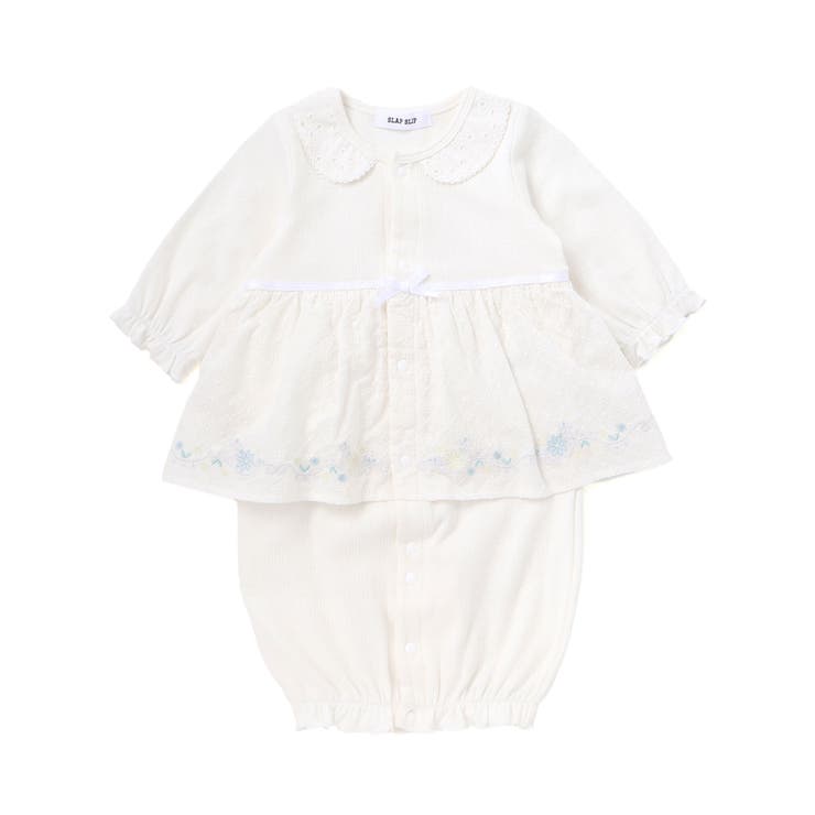 ホワイト | お花レース襟付きレーススカートドッキング2WAYオールベビー(50~70cm) | SLAP SLIP