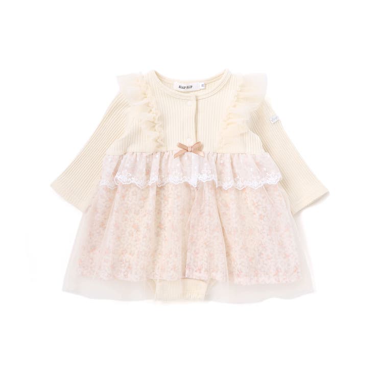 クリームイエロー | チュール花柄スカートドッキングボディミニベビー(70~80cm) | SLAP SLIP