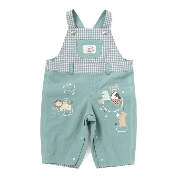 グリーン | デニムツイルチェック切り替えサロペットベビー(70~80cm) | SLAP SLIP