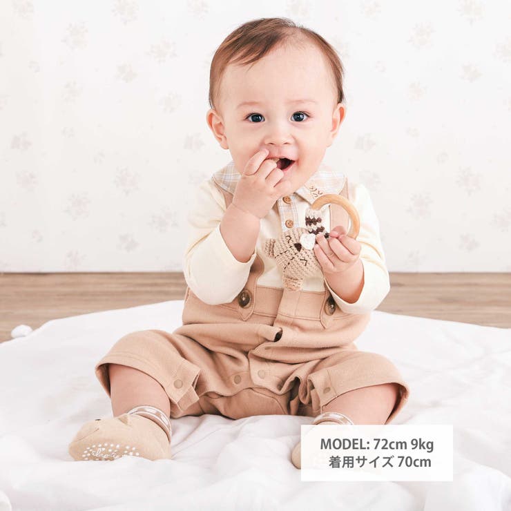 アニマルクマさんおしりパッチサロペット重ね着風カバーオールベビー(70~80cm… | SLAP SLIP | 詳細画像2 