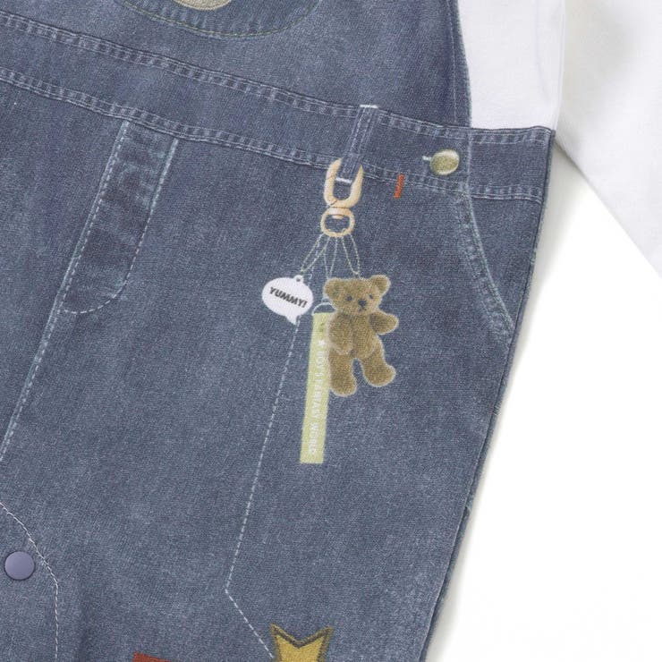 アニマルクマさんストライプサロペット重ね着風プリントロンパースベビー(60~80… | SLAP SLIP | 詳細画像10 