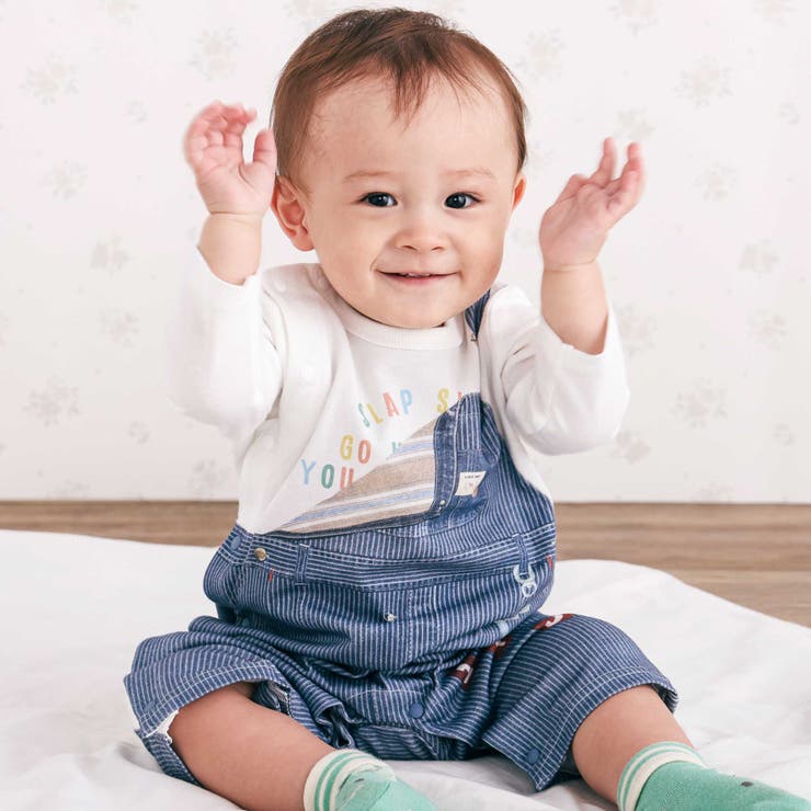 アニマルクマさんストライプサロペット重ね着風プリントロンパースベビー(60~80… | SLAP SLIP | 詳細画像3 