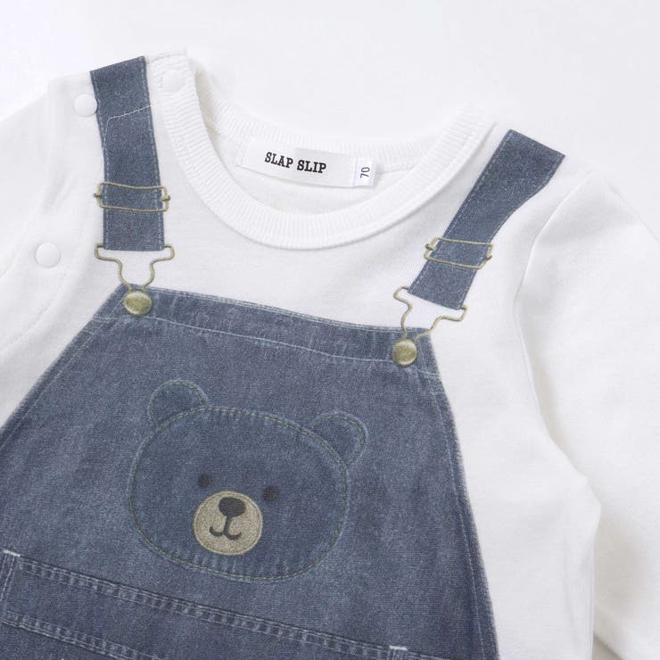 アニマルクマさんストライプサロペット重ね着風プリントロンパースベビー(60~80… | SLAP SLIP | 詳細画像6 