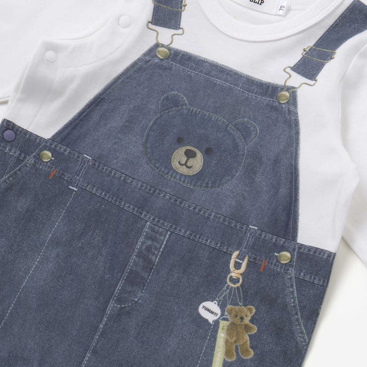 アニマルクマさんストライプサロペット重ね着風プリントロンパースベビー(60~80… | SLAP SLIP | 詳細画像7 