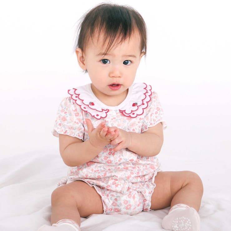 【お揃い】プリント総柄重ね襟付き半袖ロンパースベビー(60~80cm) | SLAP SLIP | 詳細画像1 