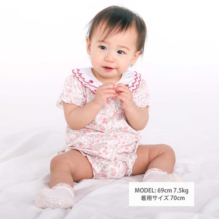 【お揃い】プリント総柄重ね襟付き半袖ロンパースベビー(60~80cm) | SLAP SLIP | 詳細画像2 
