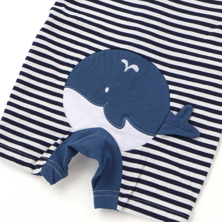 くじらクマ恐竜アニマルおしりモチーフボーダー切り替えロンパースベビー(60~80… | SLAP SLIP | 詳細画像10 