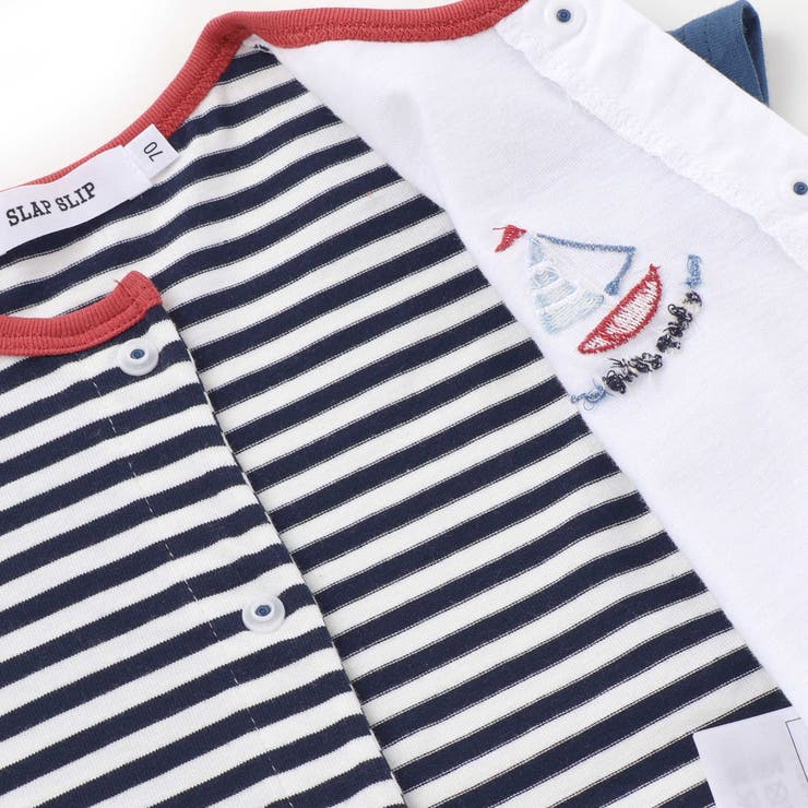 くじらクマ恐竜アニマルおしりモチーフボーダー切り替えロンパースベビー(60~80… | SLAP SLIP | 詳細画像13 